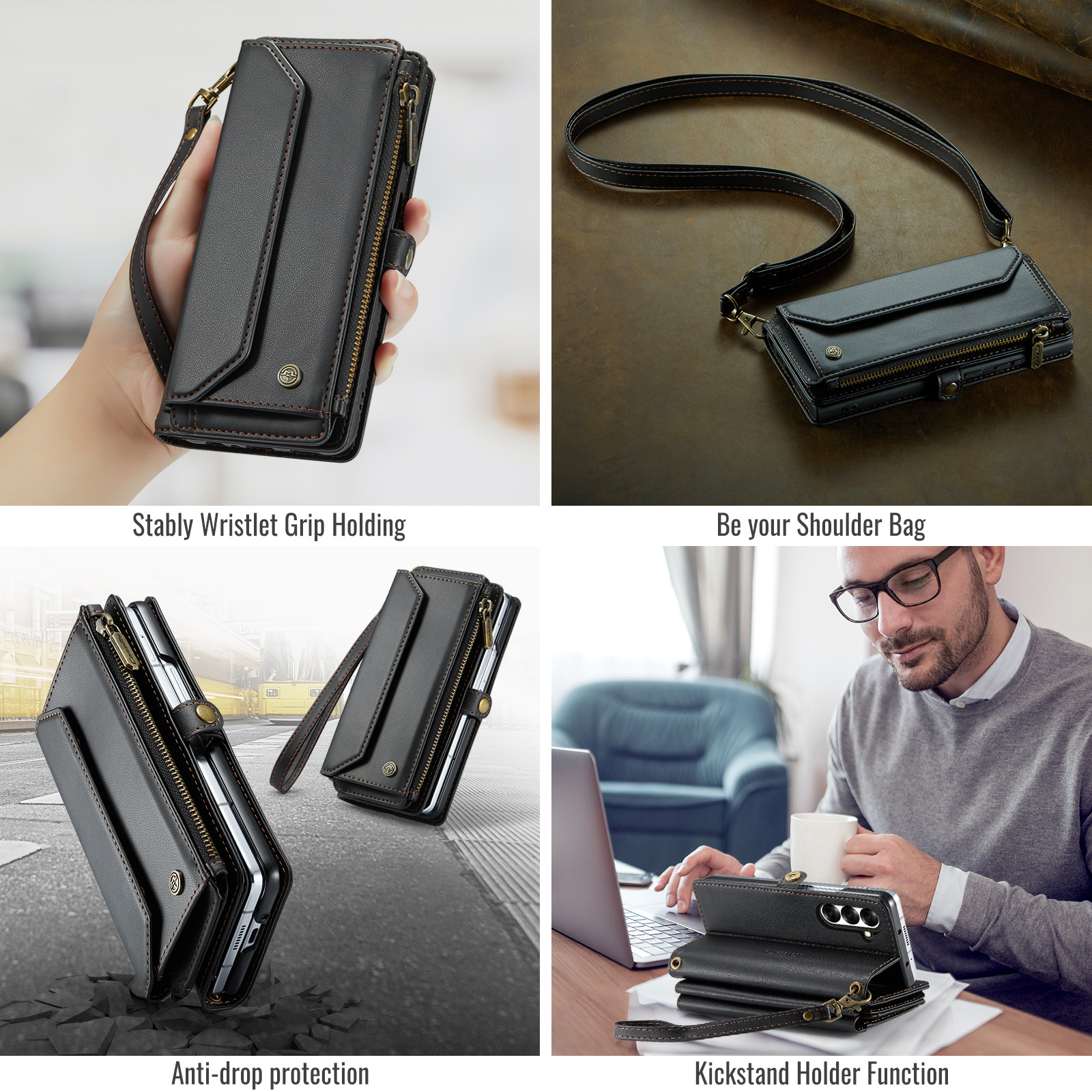 Samsung Galaxy Z Fold 8 Ultra hoesje portemonnee tasje - Zwart