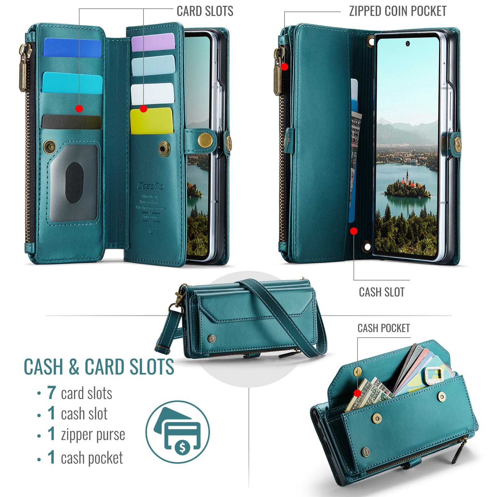 Samsung Galaxy Z Fold 8 Ultra hoesje portemonnee tasje - Petrol