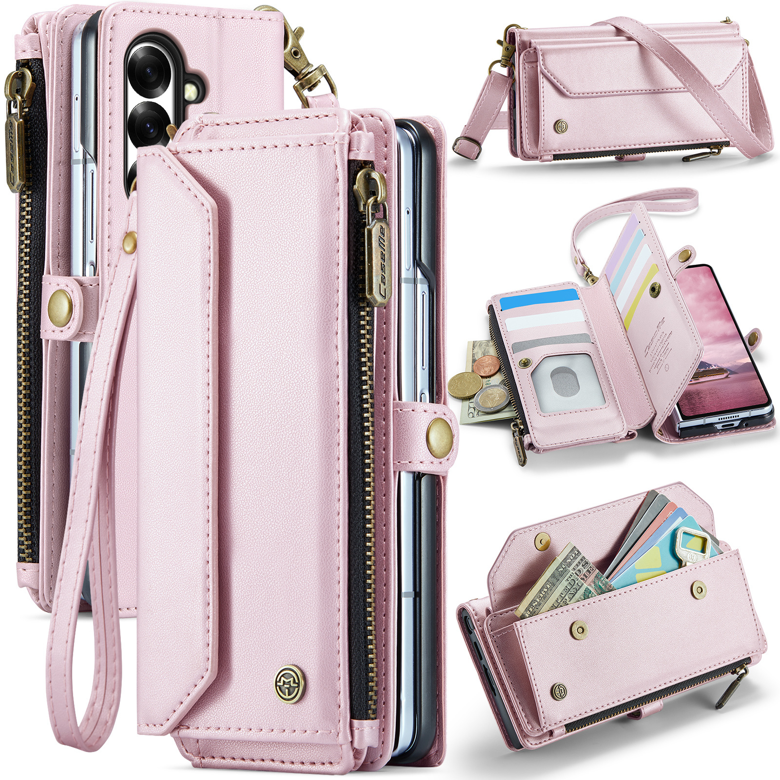 Samsung Galaxy Z Fold 8 Ultra hoesje portemonnee tasje - Lichtroze