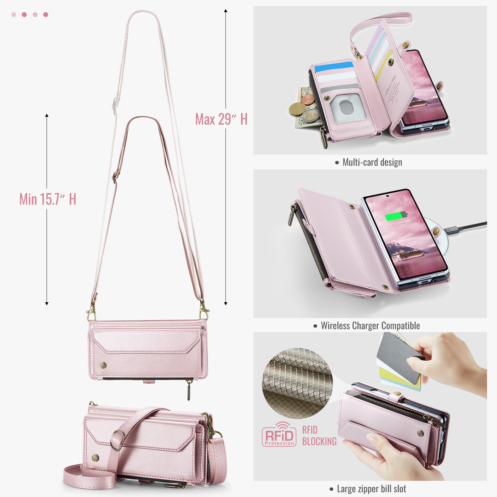 Samsung Galaxy Z Fold 8 Ultra hoesje portemonnee tasje - Lichtroze