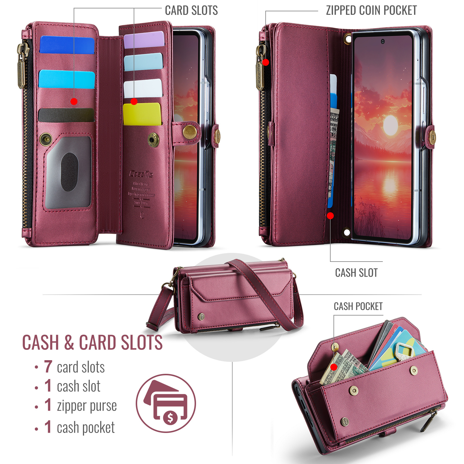 Samsung Galaxy Z Fold 8 Ultra hoesje portemonnee tasje - Rood