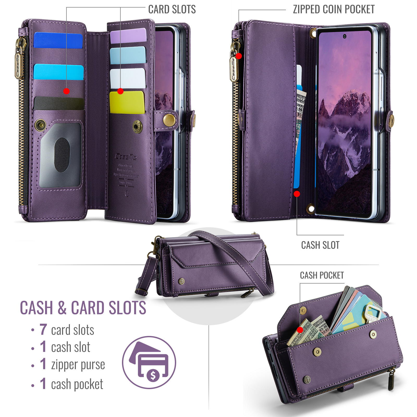 Samsung Galaxy Z Fold 8 Ultra hoesje portemonnee tasje - Paars