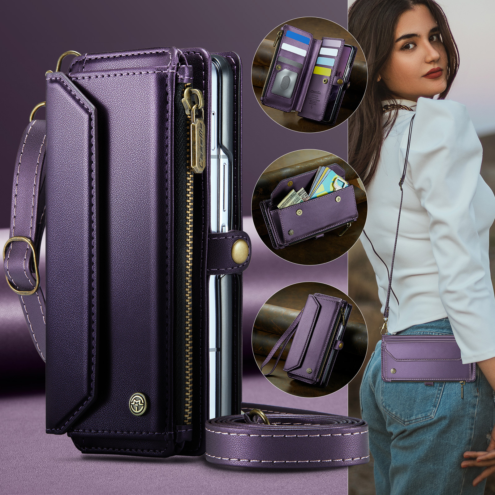 Samsung Galaxy Z Fold 8 Ultra hoesje portemonnee tasje - Paars