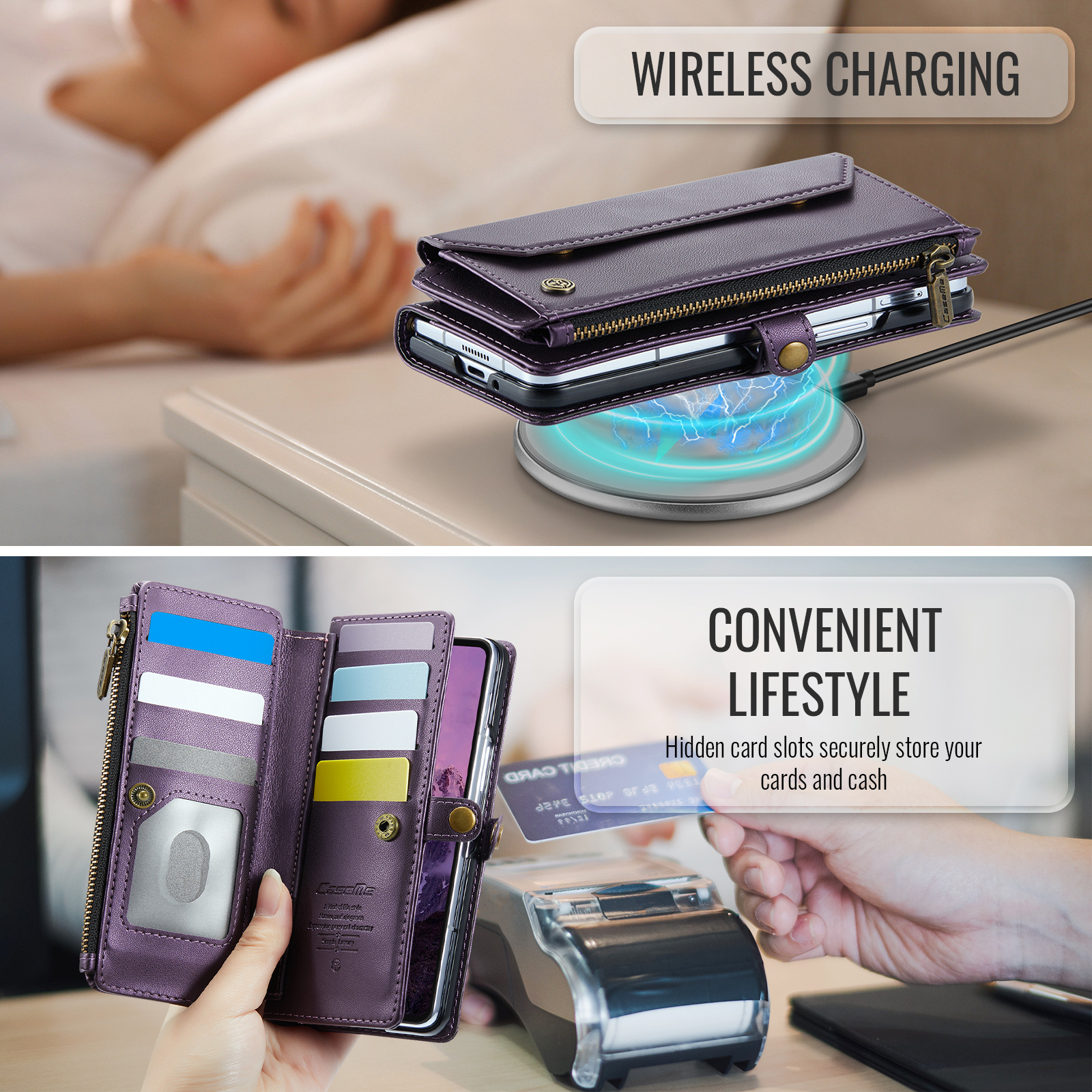 Samsung Galaxy Z Fold 8 Ultra hoesje portemonnee tasje - Paars