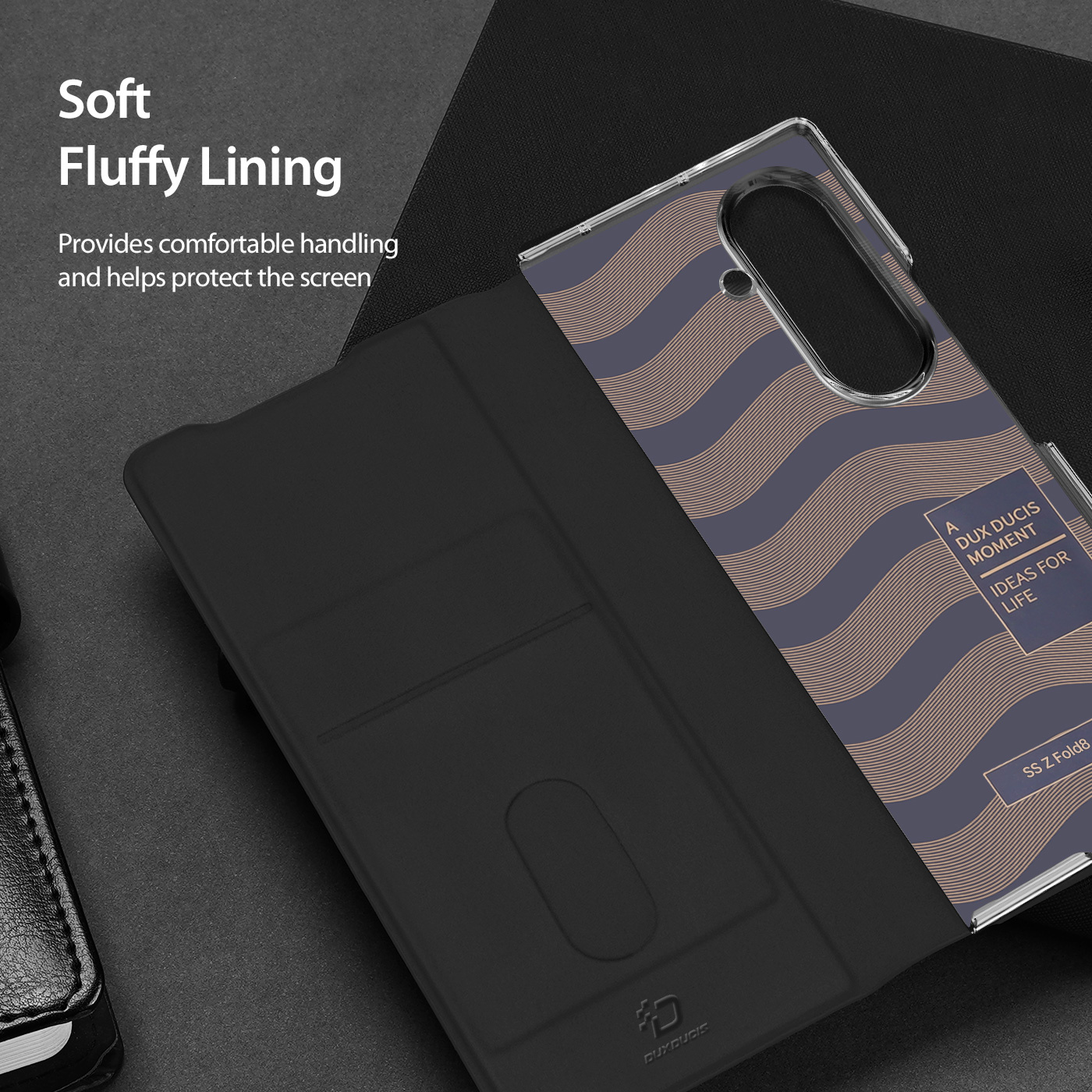 Samsung Galaxy Z Fold 8 Ultra PU Leren hoes Bookcase - Zwart