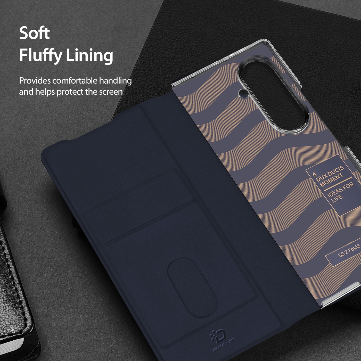 Samsung Galaxy Z Fold 8 Ultra PU Leren hoes Bookcase - Donkerblauw