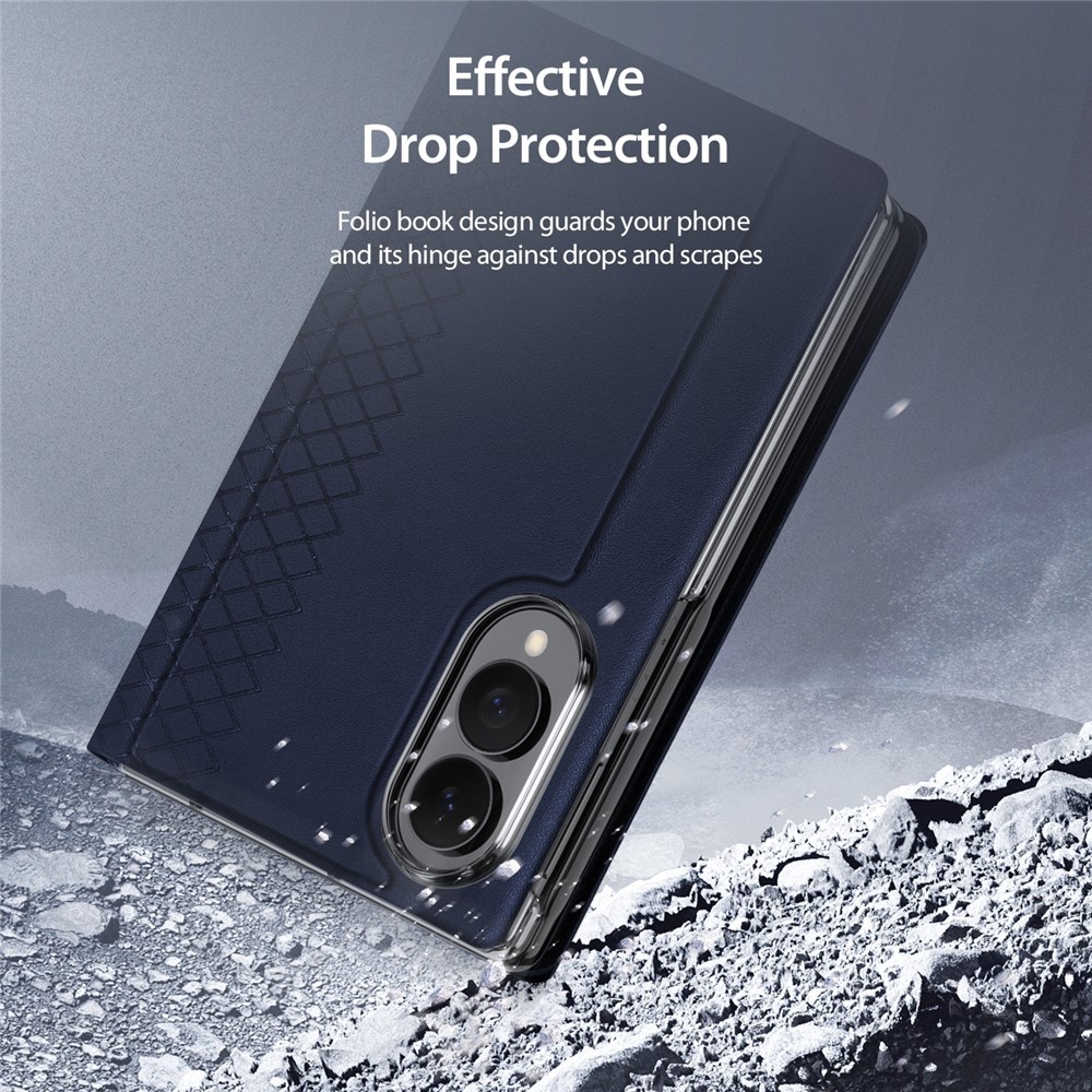 Samsung Galaxy Z Fold 8 PU Leren hoes Bookcase - Donkerblauw