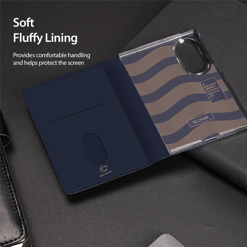 Samsung Galaxy Z Fold 8 PU Leren hoes Bookcase - Donkerblauw