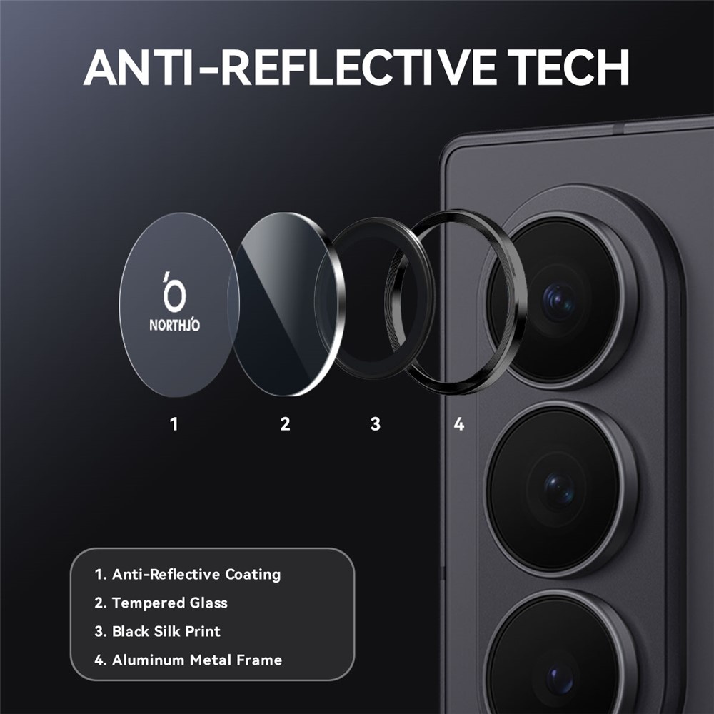 Samsung Galaxy Z Fold 8 Ultra camera lens protector – Metalen Ringen – Zwart