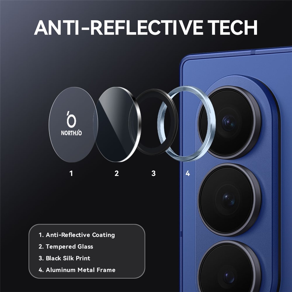 Samsung Galaxy Z Fold 8 Ultra camera lens protector – Metalen Ringen – Blauw