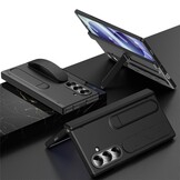 Samsung Galaxy Z Fold 8 Ultra Backcover hoes met Kickstand, Grip Ring en Comfortabele Polsband - Zwart