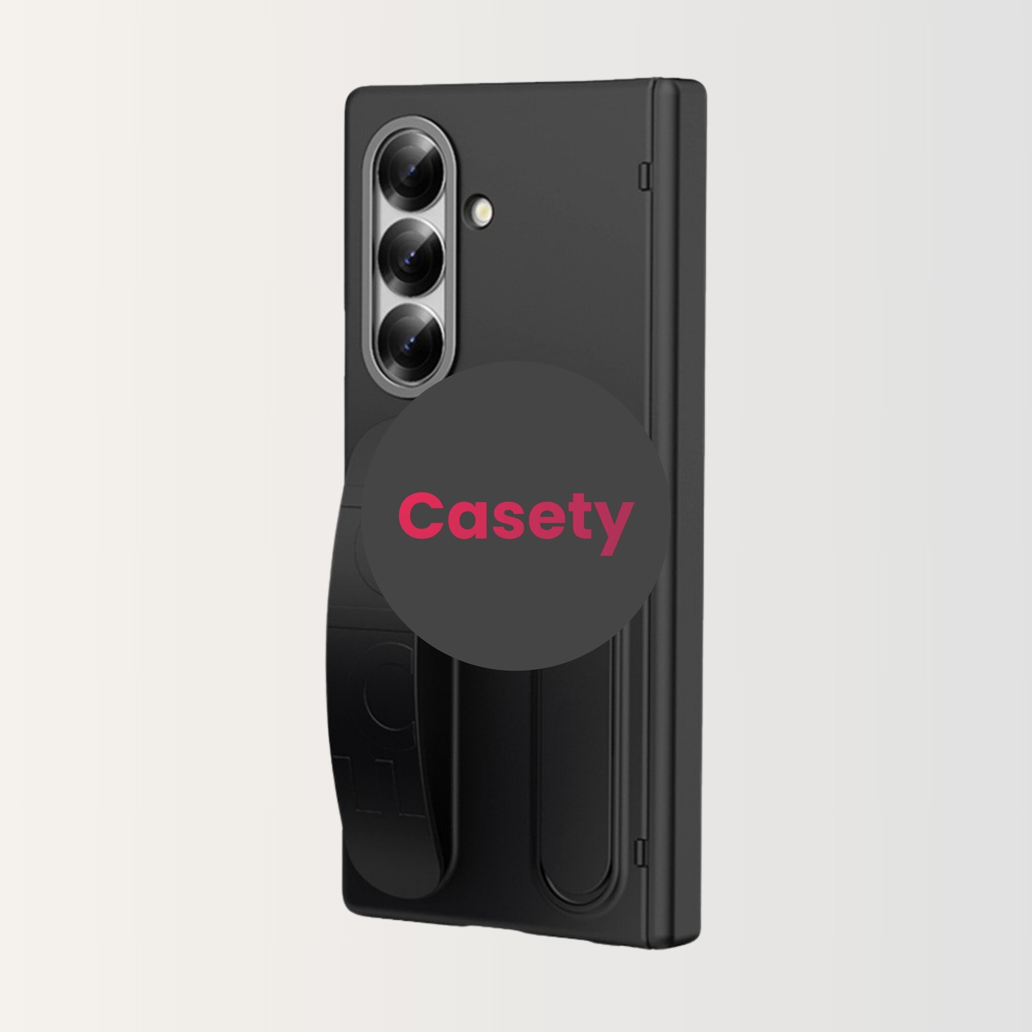 Samsung Galaxy Z Fold 8 Ultra Backcover hoes met Kickstand, Grip Ring en Comfortabele Polsband - Zwart