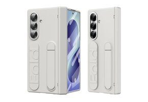 Casety Samsung Galaxy Z Fold 8 Ultra backcover hoes met Kickstand & Polsband - Beige