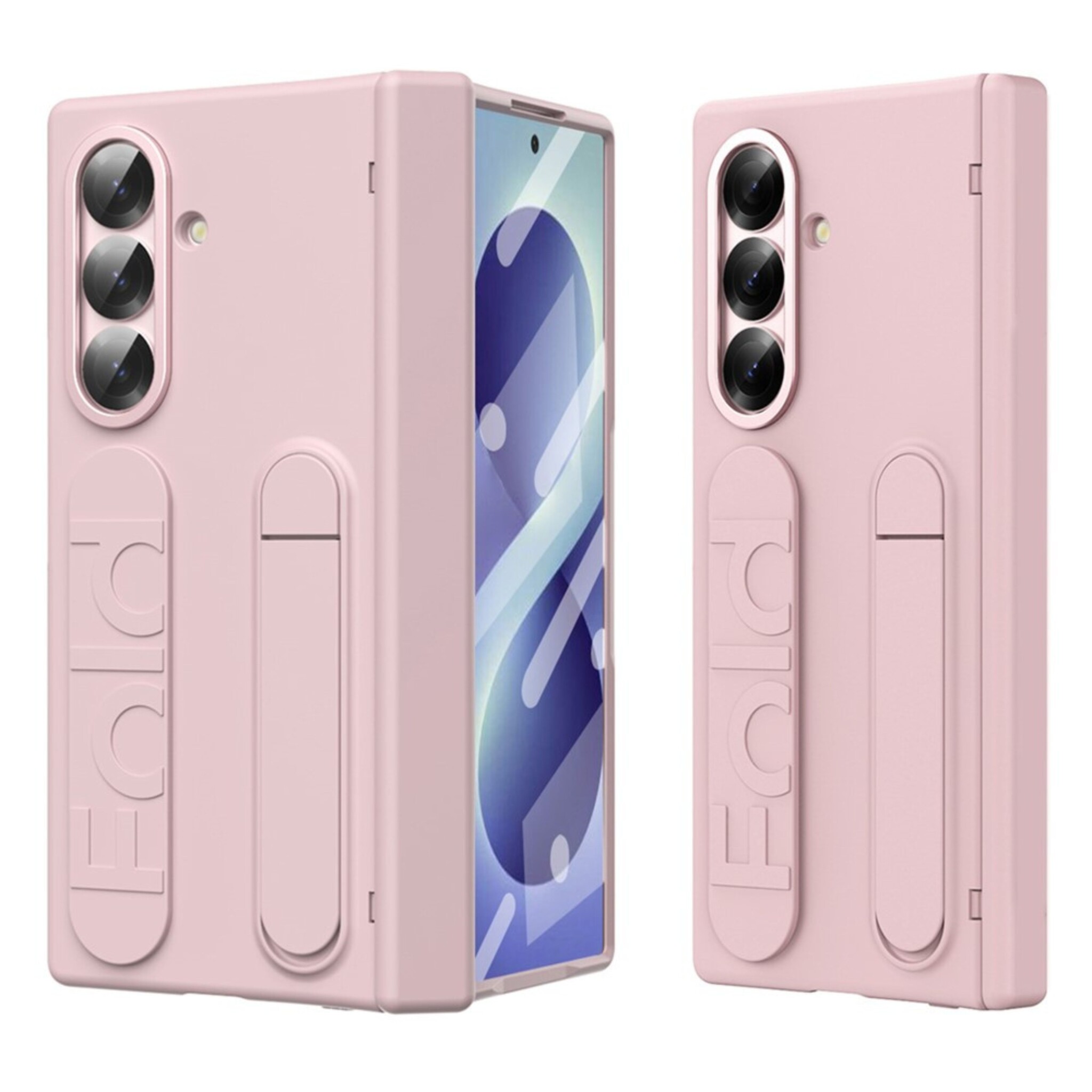 Samsung Galaxy Z Fold 8 Ultra Backcover hoes met Kickstand, Grip Ring en Comfortabele Polsband - Roze
