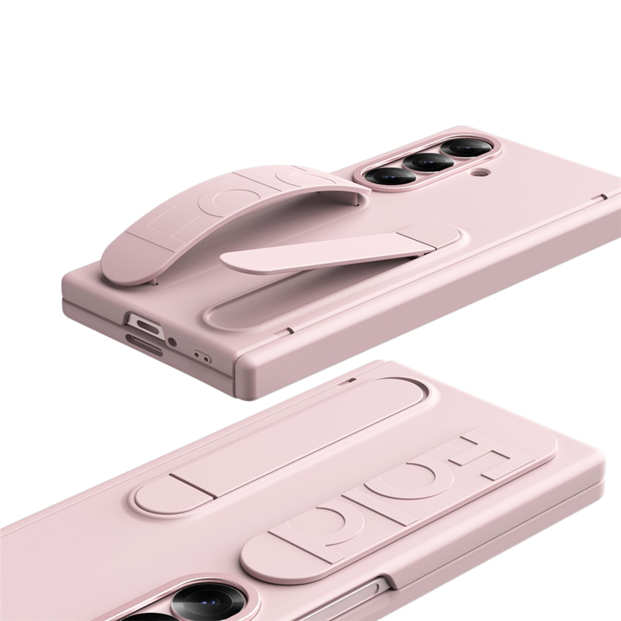 Samsung Galaxy Z Fold 8 Ultra Backcover hoes met Kickstand, Grip Ring en Comfortabele Polsband - Roze