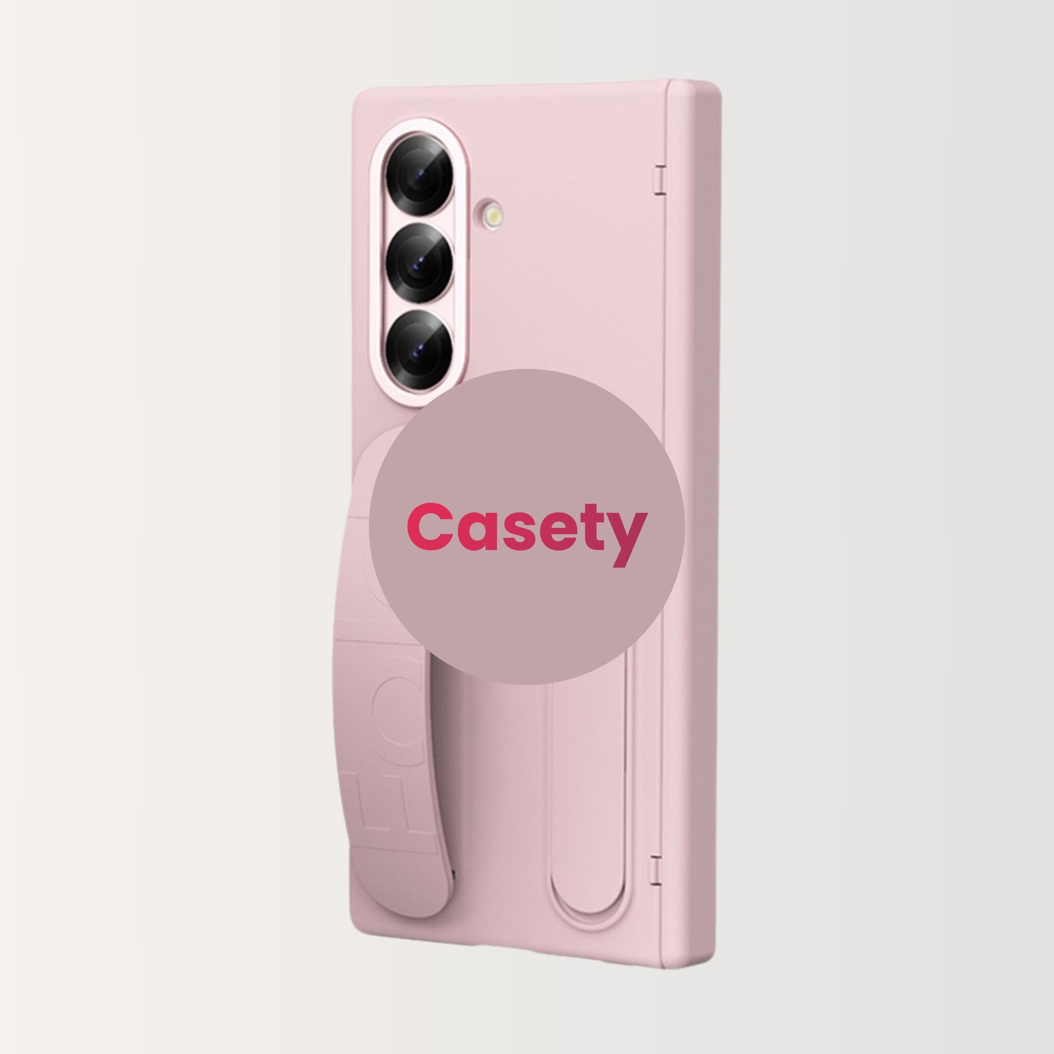 Samsung Galaxy Z Fold 8 Ultra Backcover hoes met Kickstand, Grip Ring en Comfortabele Polsband - Roze
