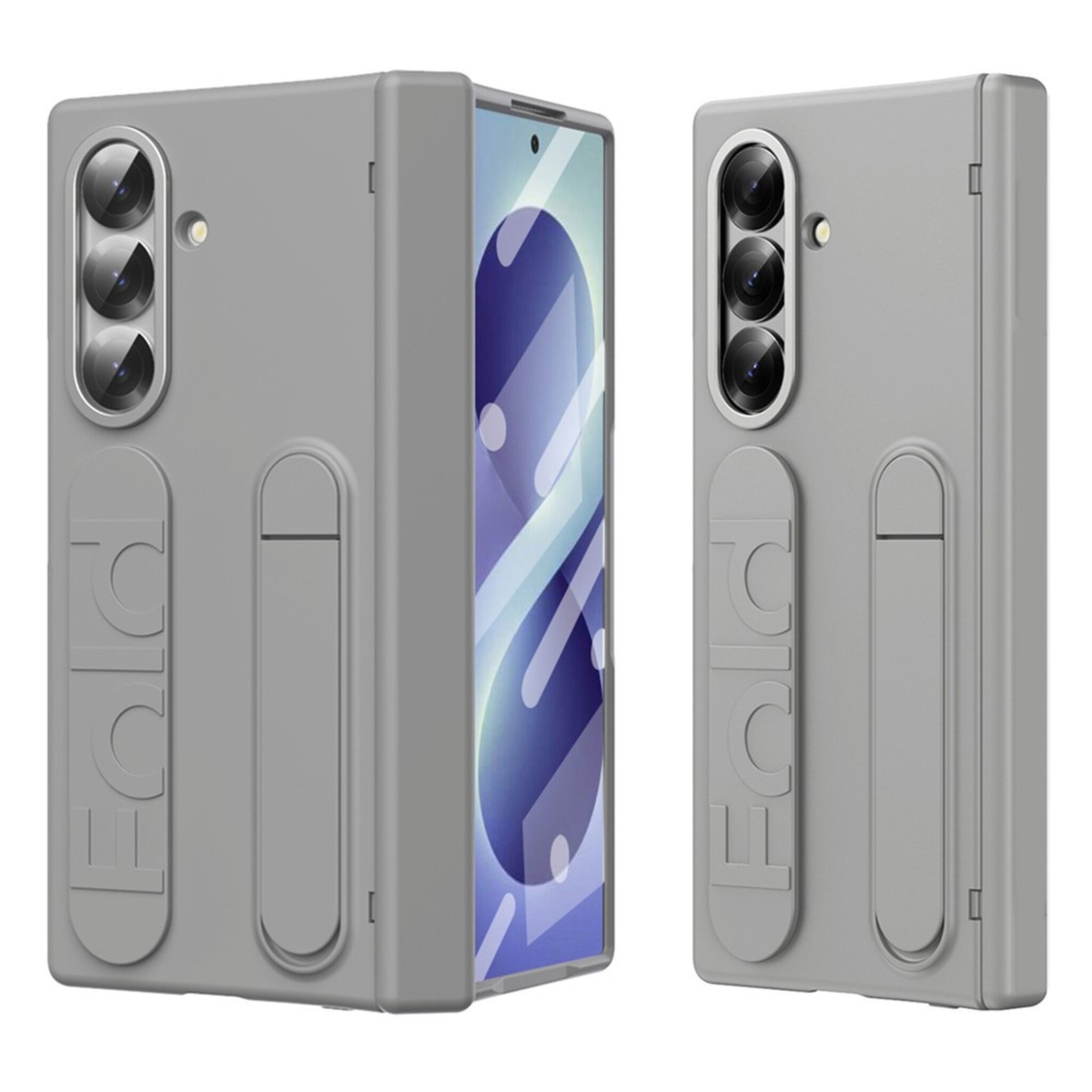Samsung Galaxy Z Fold 8 Ultra Backcover hoes met Kickstand, Grip Ring en Comfortabele Polsband - Grijs