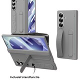 Samsung Galaxy Z Fold 8 Ultra Backcover hoes met Kickstand, Grip Ring en Comfortabele Polsband - Grijs