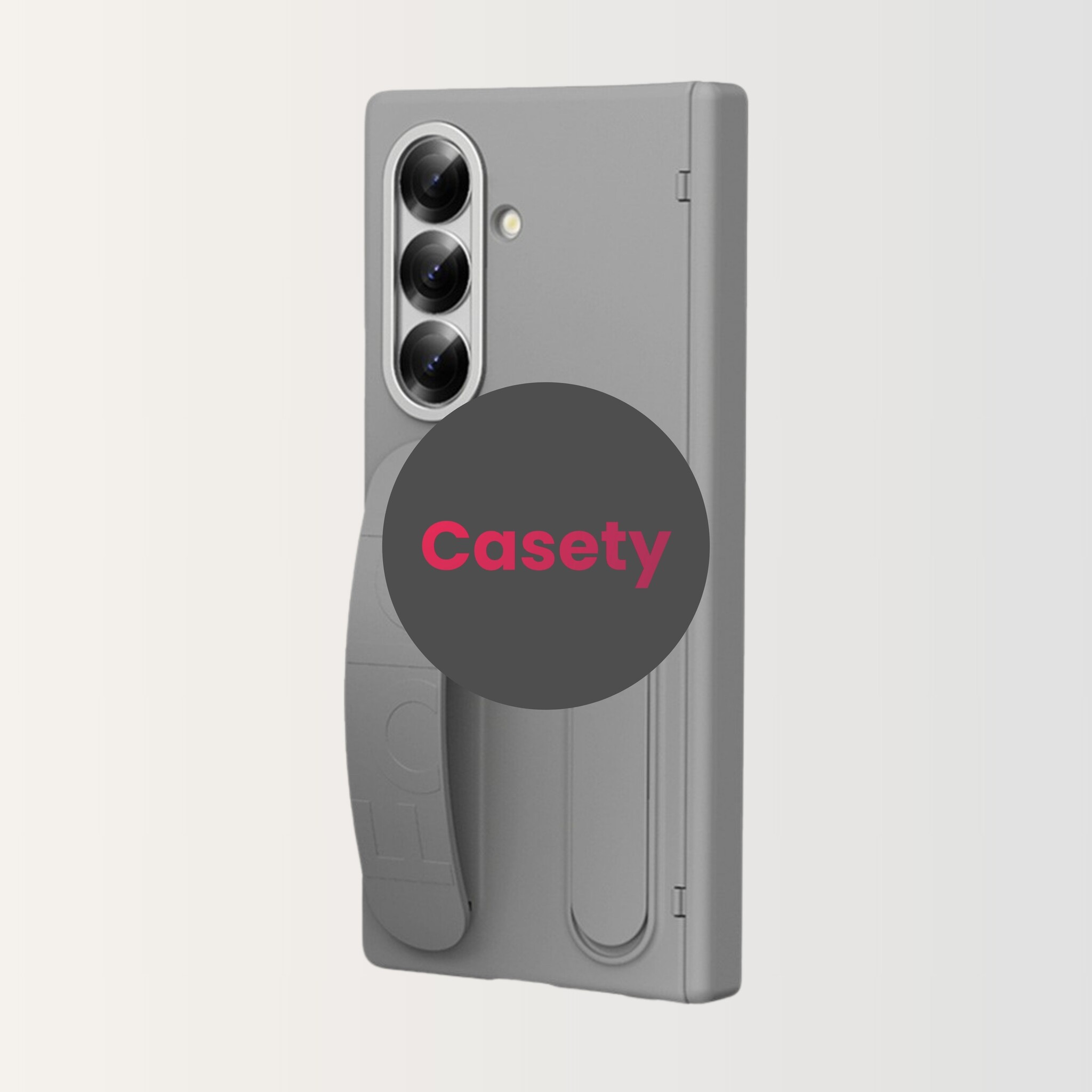 Samsung Galaxy Z Fold 8 Ultra Backcover hoes met Kickstand, Grip Ring en Comfortabele Polsband - Grijs