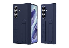 Casety Samsung Galaxy Z Fold 8 Ultra backcover hoes met Kickstand & Polsband - Donkerblauw