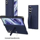 Samsung Galaxy Z Fold 8 Ultra Backcover hoes met Kickstand, Grip Ring en Comfortabele Polsband - Donkerblauw