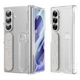 Samsung Galaxy Z Fold 8 Ultra Backcover hoes met Kickstand, Grip Ring en Comfortabele Polsband - Transparant