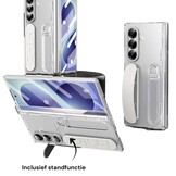 Samsung Galaxy Z Fold 8 Ultra Backcover hoes met Kickstand, Grip Ring en Comfortabele Polsband - Transparant
