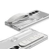 Samsung Galaxy Z Fold 8 Ultra Backcover hoes met Kickstand, Grip Ring en Comfortabele Polsband - Transparant