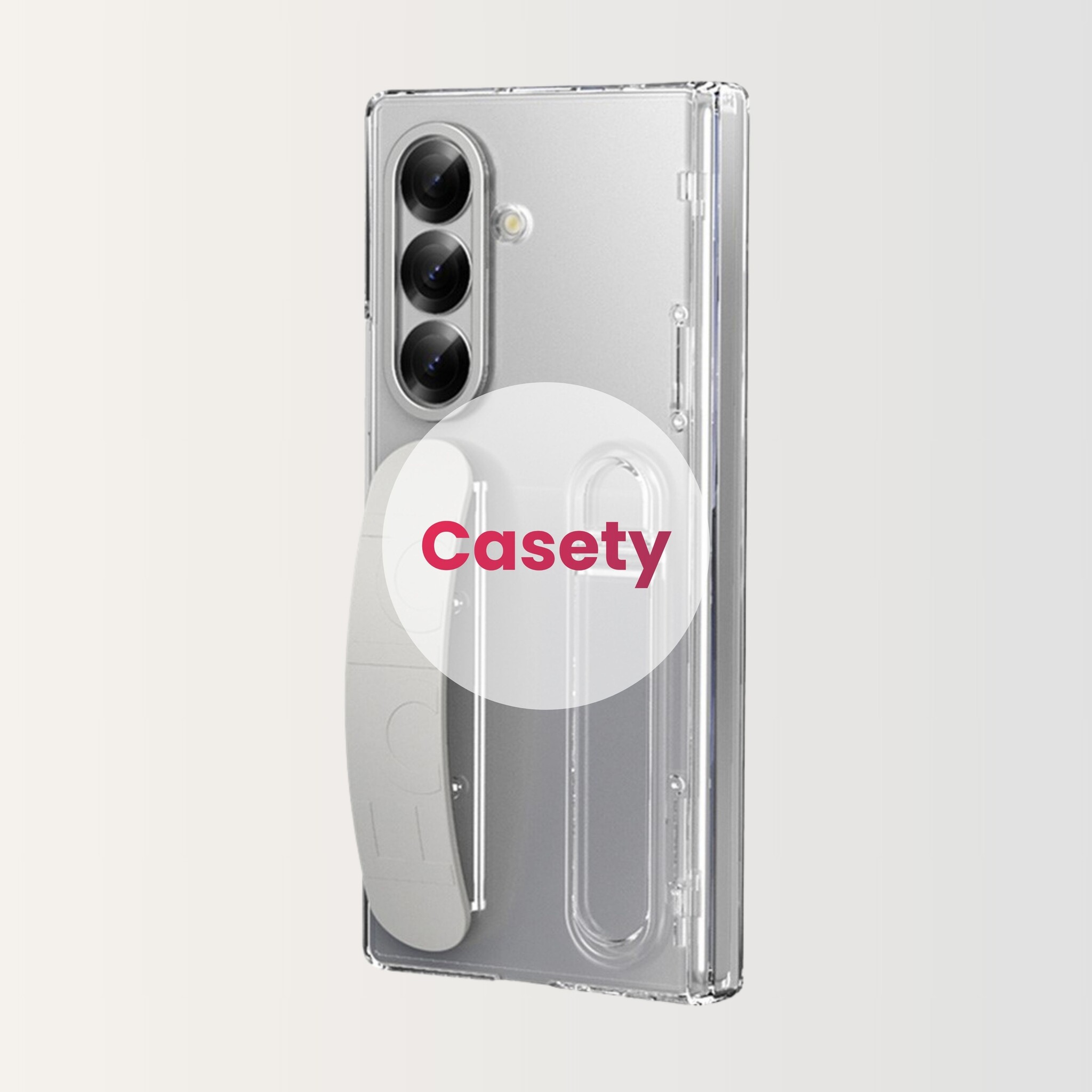 Samsung Galaxy Z Fold 8 Ultra Backcover hoes met Kickstand, Grip Ring en Comfortabele Polsband - Transparant