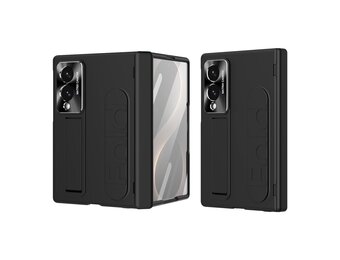 Casety Samsung Galaxy Z Fold 8 backcover hoes met Kickstand & Polsband - Zwart