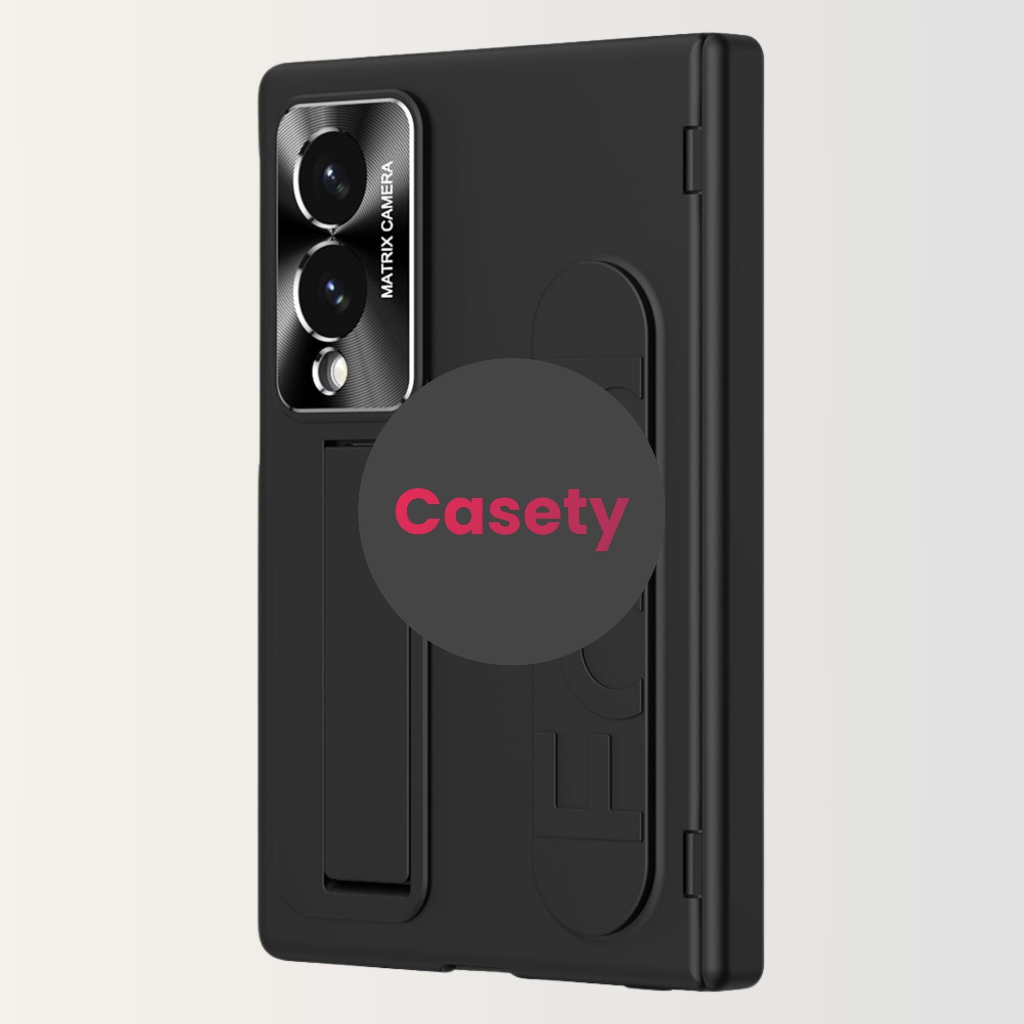 Samsung Galaxy Z Fold 8 Backcover hoes met Kickstand, Grip Ring en Comfortabele Polsband - Zwart