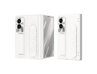 Casety Samsung Galaxy Z Fold 8 backcover hoes met Kickstand & Polsband - Beige