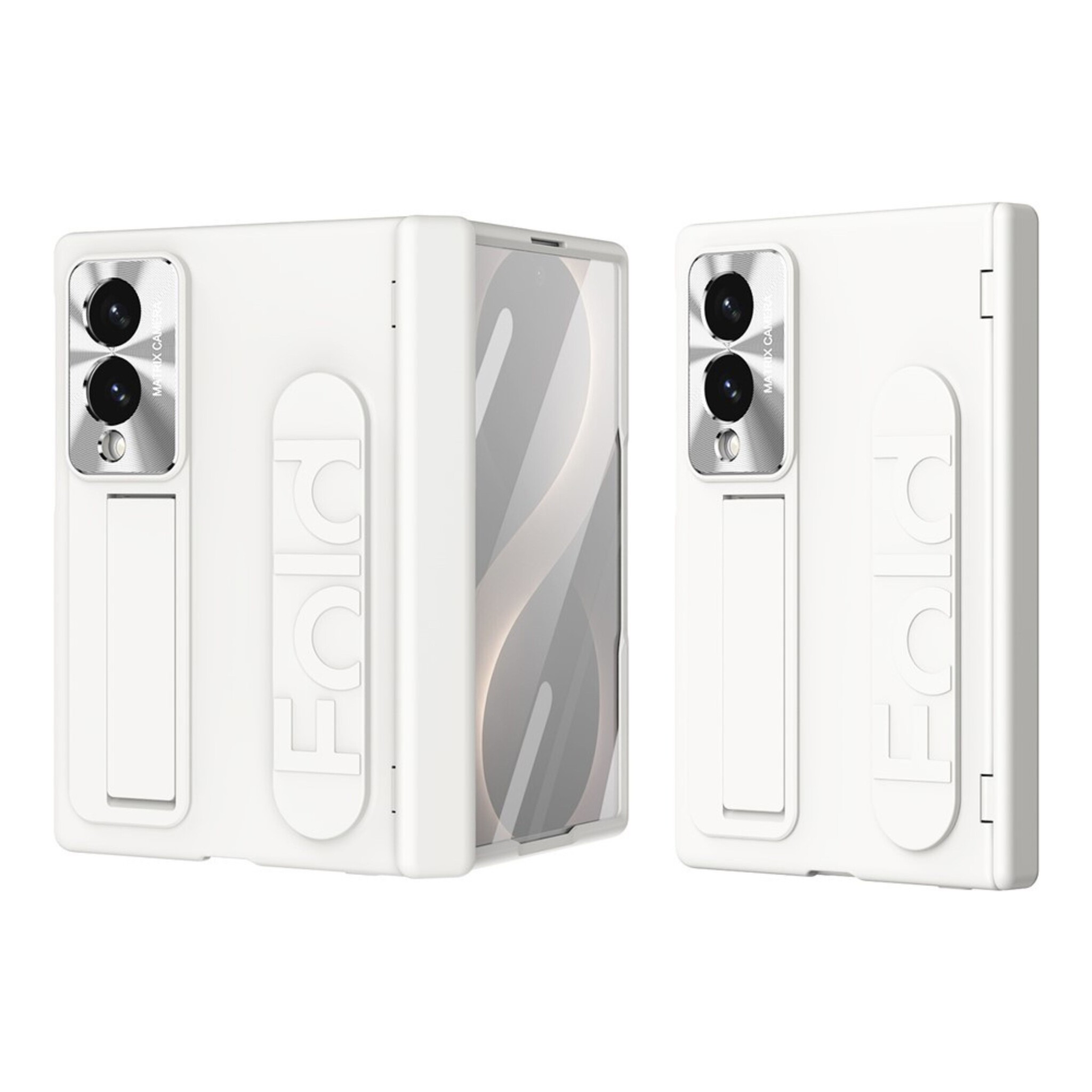 Samsung Galaxy Z Fold 8 Backcover hoes met Kickstand, Grip Ring en Comfortabele Polsband - Beige