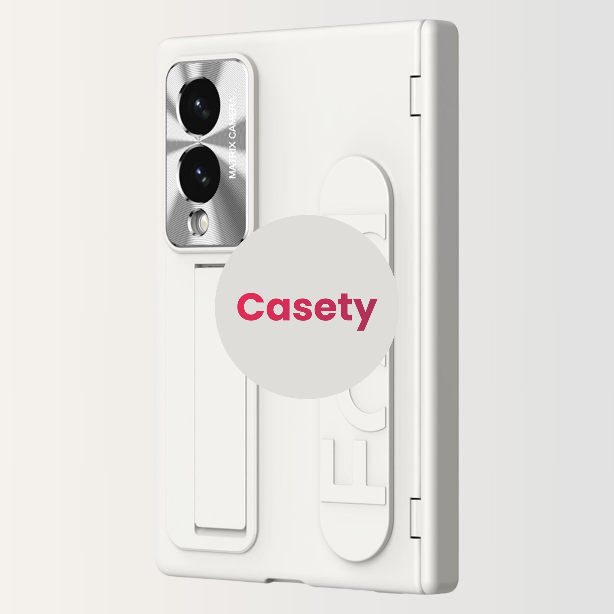 Samsung Galaxy Z Fold 8 Backcover hoes met Kickstand, Grip Ring en Comfortabele Polsband - Beige