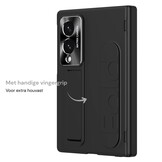 Samsung Galaxy Z Fold 8 Backcover hoes met Kickstand, Grip Ring en Comfortabele Polsband - Zwart