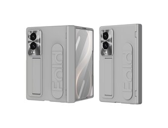 Casety Samsung Galaxy Z Fold 8 backcover hoes met Kickstand & Polsband - Grijs