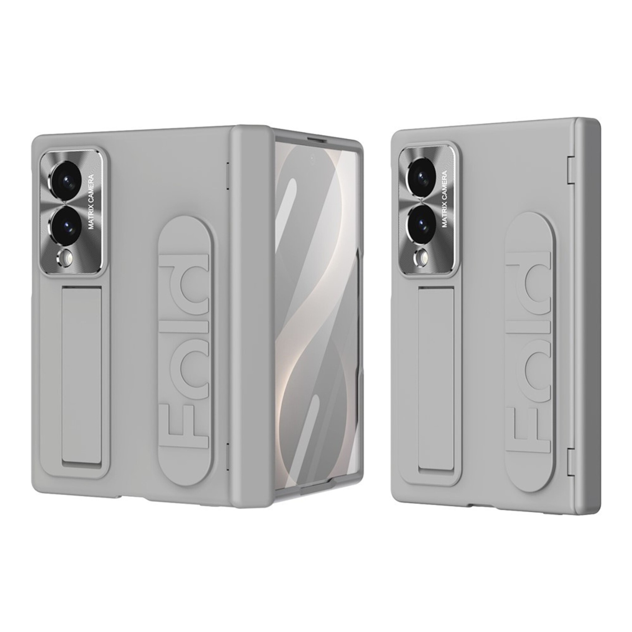 Samsung Galaxy Z Fold 8 Backcover hoes met Kickstand, Grip Ring en Comfortabele Polsband - Grijs