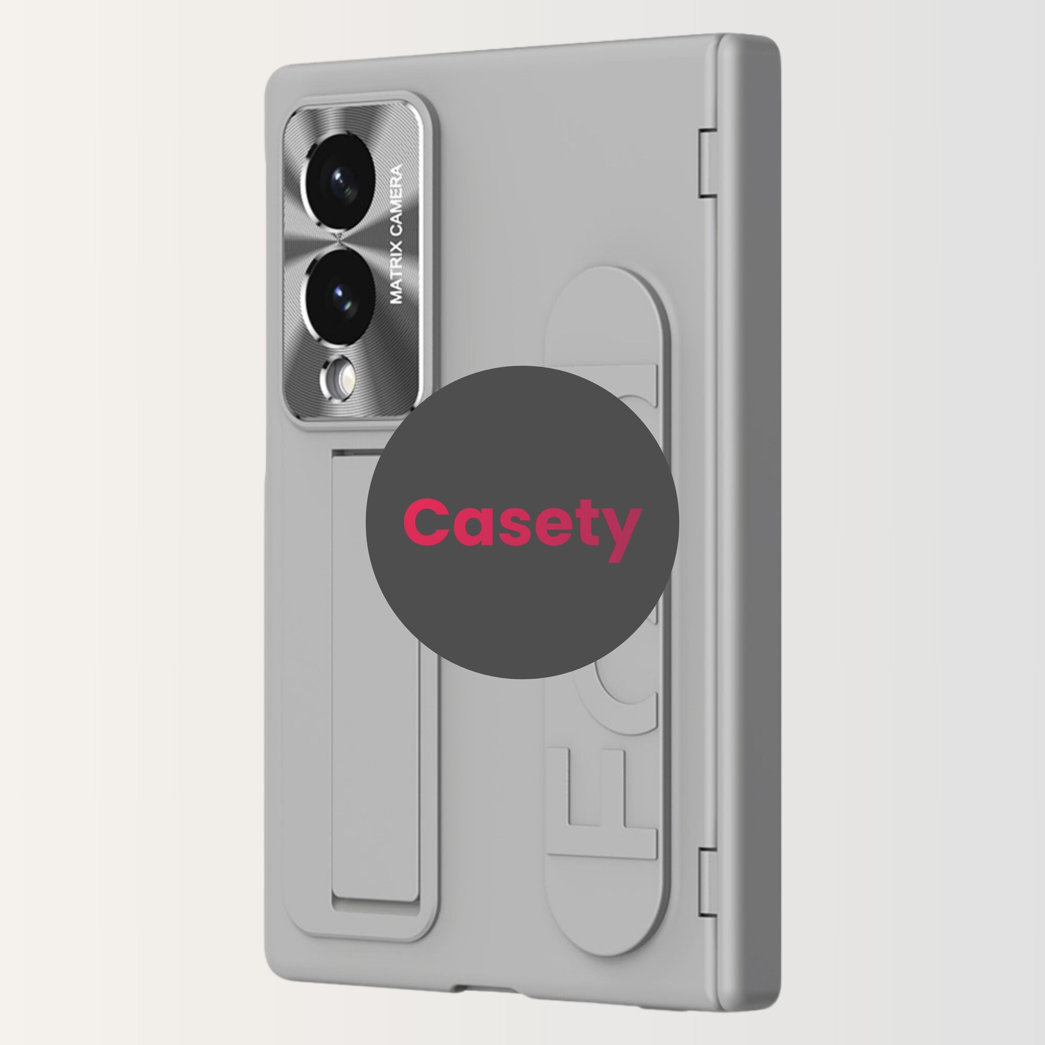 Samsung Galaxy Z Fold 8 Backcover hoes met Kickstand, Grip Ring en Comfortabele Polsband - Grijs