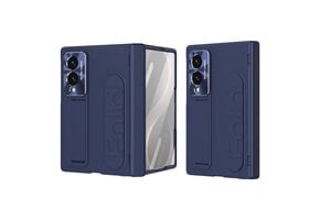 Casety Samsung Galaxy Z Fold 8 backcover hoes met Kickstand & Polsband - Donkerblauw