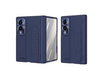 Casety Samsung Galaxy Z Fold 8 backcover hoes met Kickstand & Polsband - Donkerblauw