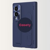 Samsung Galaxy Z Fold 8 Backcover hoes met Kickstand, Grip Ring en Comfortabele Polsband - Donkerblauw