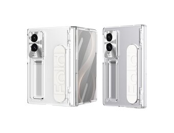 Casety Samsung Galaxy Z Fold 8 backcover hoes met Kickstand & Polsband - Transparant