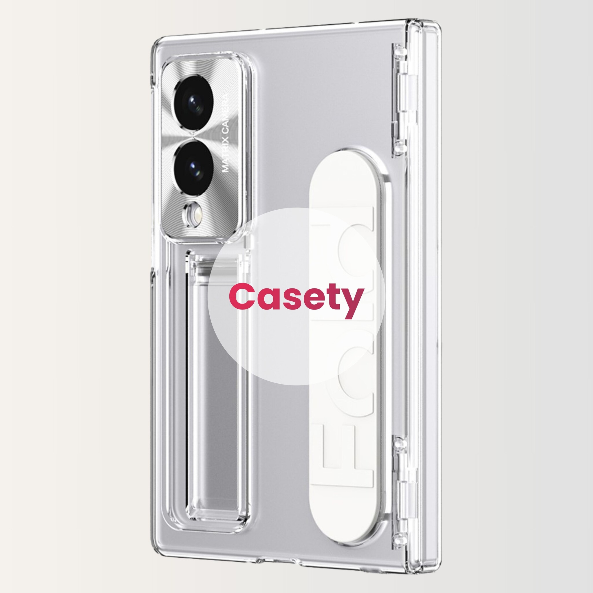 Samsung Galaxy Z Fold 8 Backcover hoes met Kickstand, Grip Ring en Comfortabele Polsband - Transparant