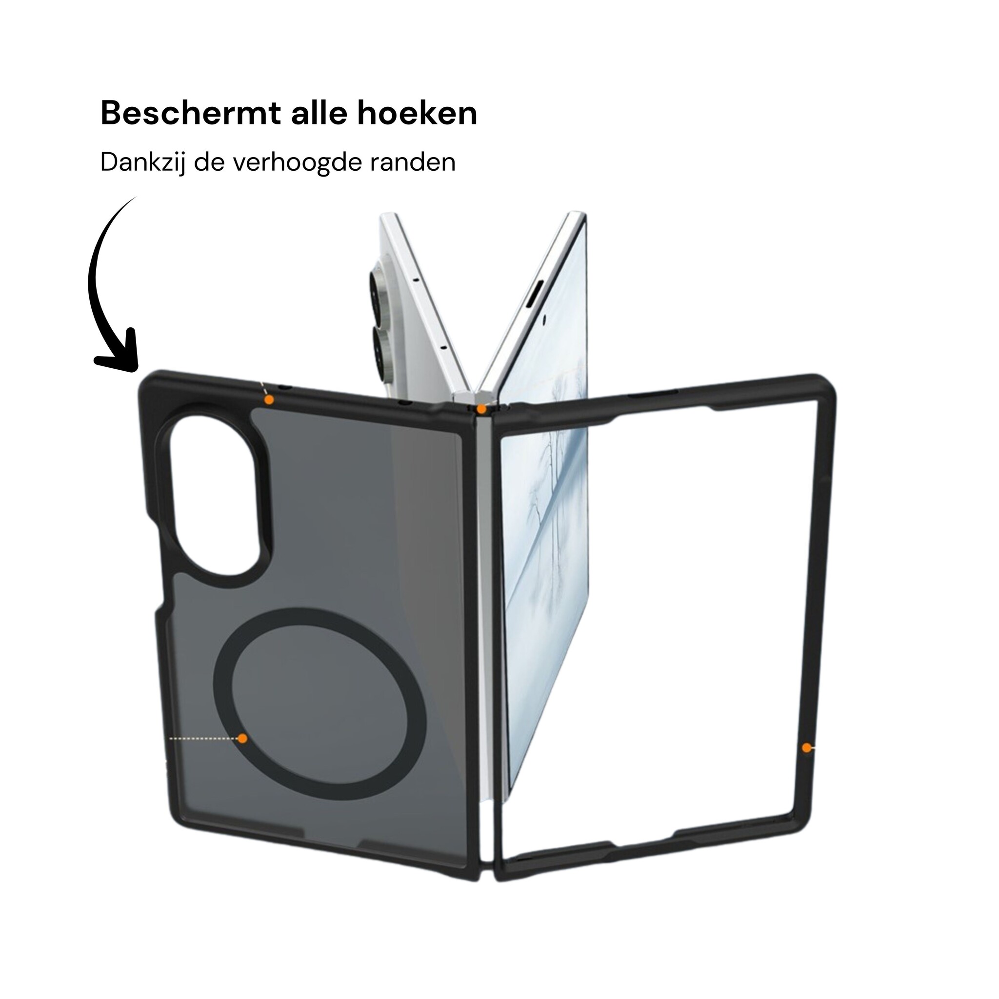 Samsung Galaxy Z Fold 8 hoesje slanke backcover met volledige MagSafe ondersteuning - Zwart