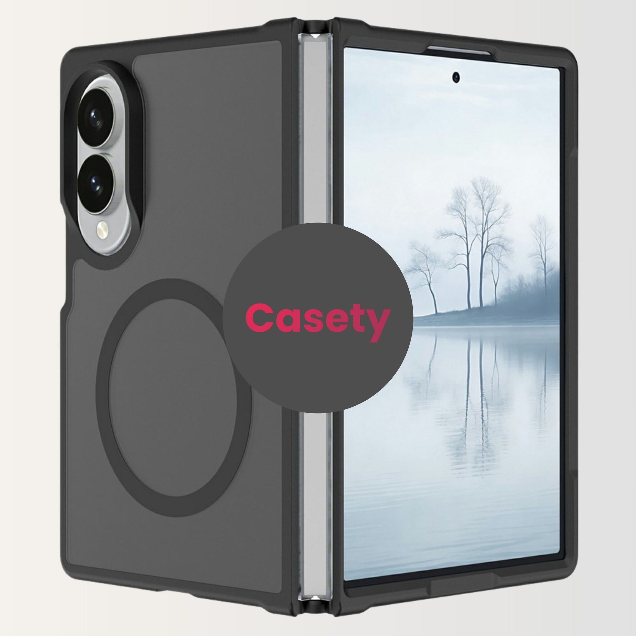 Samsung Galaxy Z Fold 8 hoesje slanke backcover met volledige MagSafe ondersteuning - Zwart
