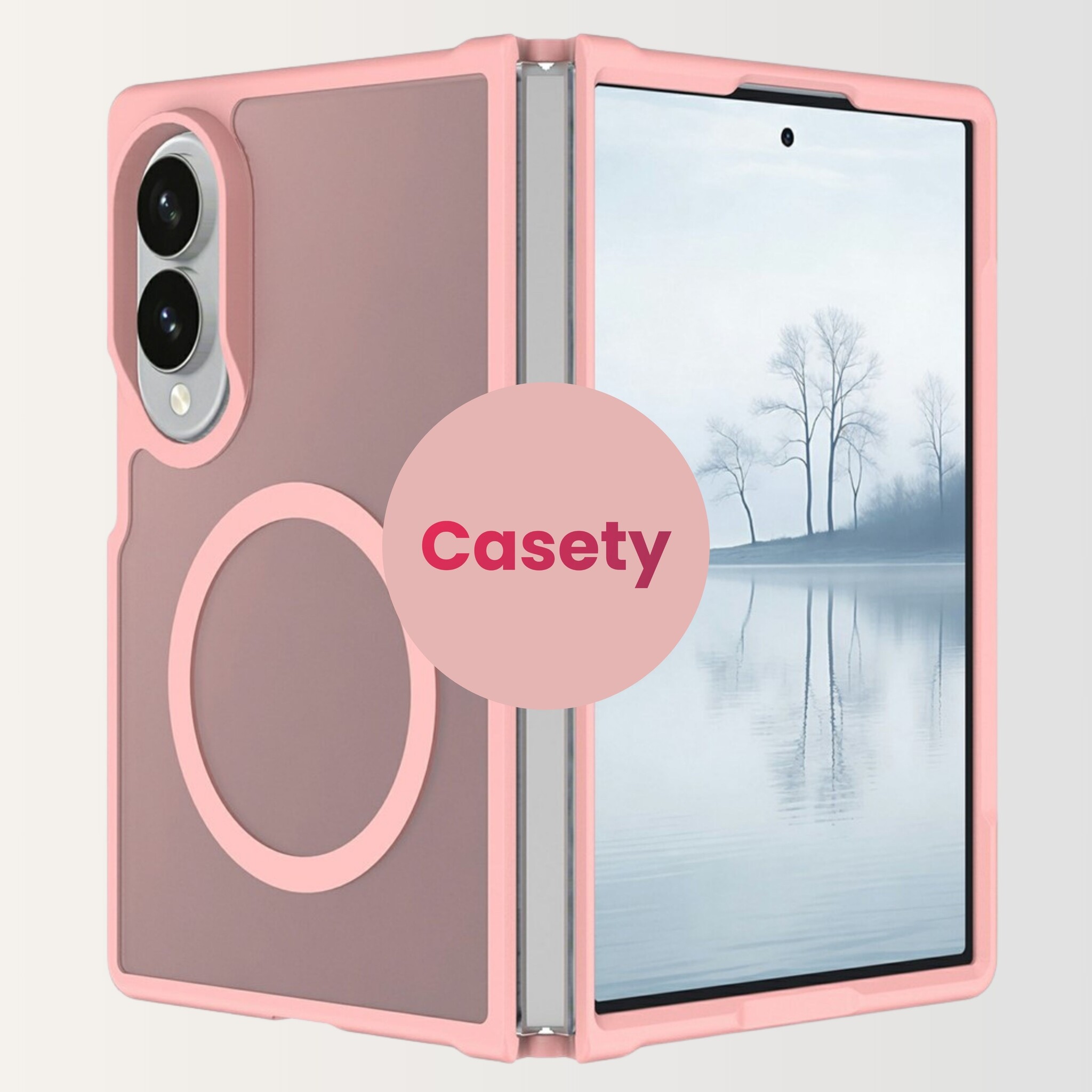 Samsung Galaxy Z Fold 8 hoesje slanke backcover met volledige MagSafe ondersteuning - Lichtroze