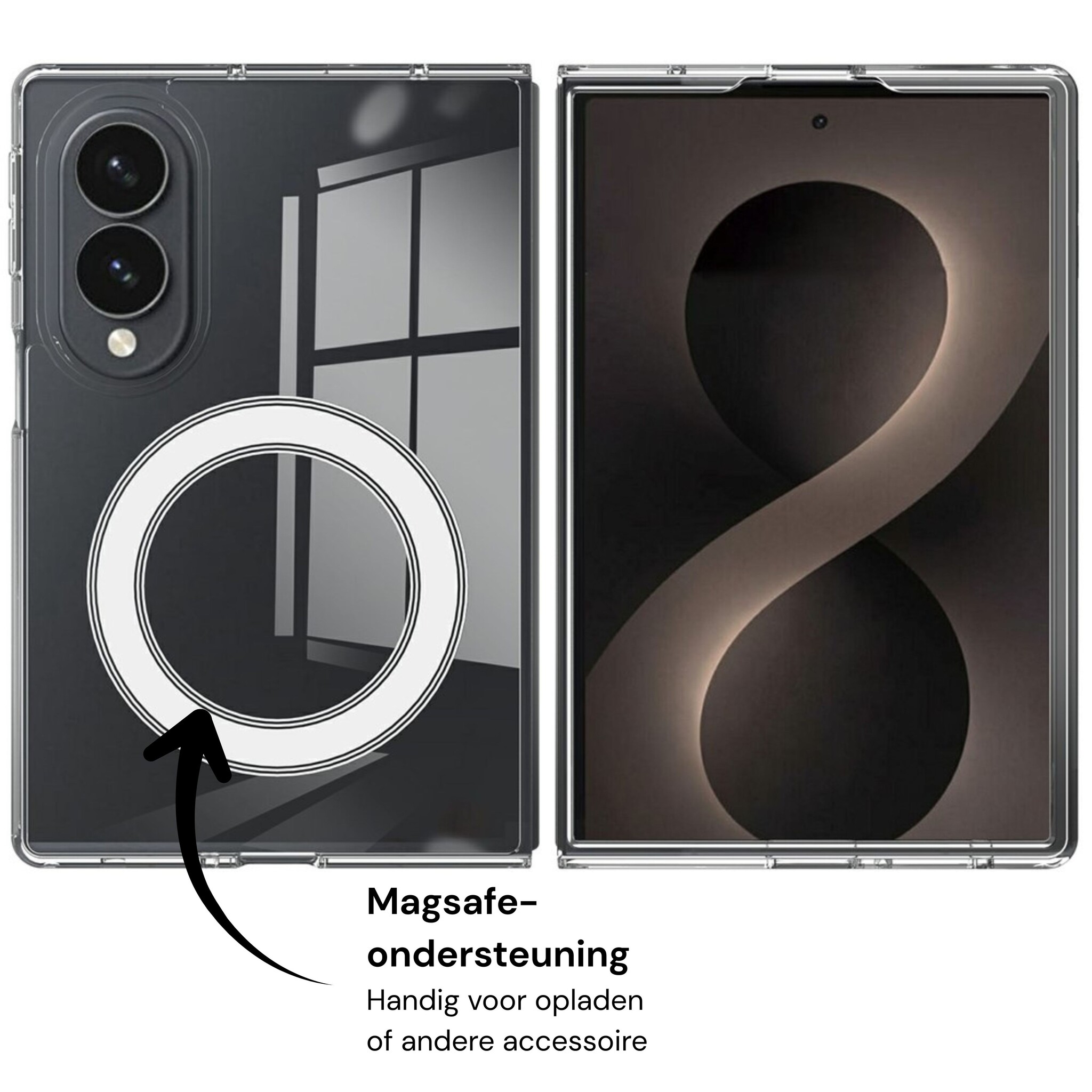 Samsung Galaxy Z Fold 8 Backcover hoes met MagSafe ondersteuning - Transparant
