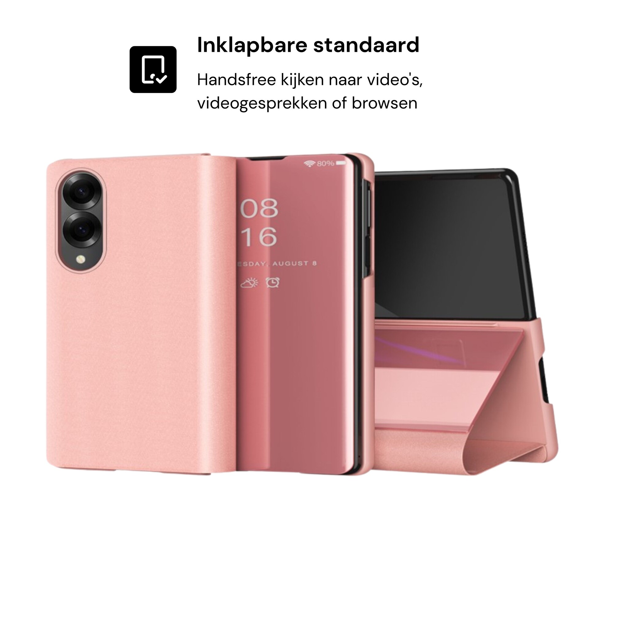 Samsung Galaxy Z Fold 8 Window view cover hoes - Rose Goud