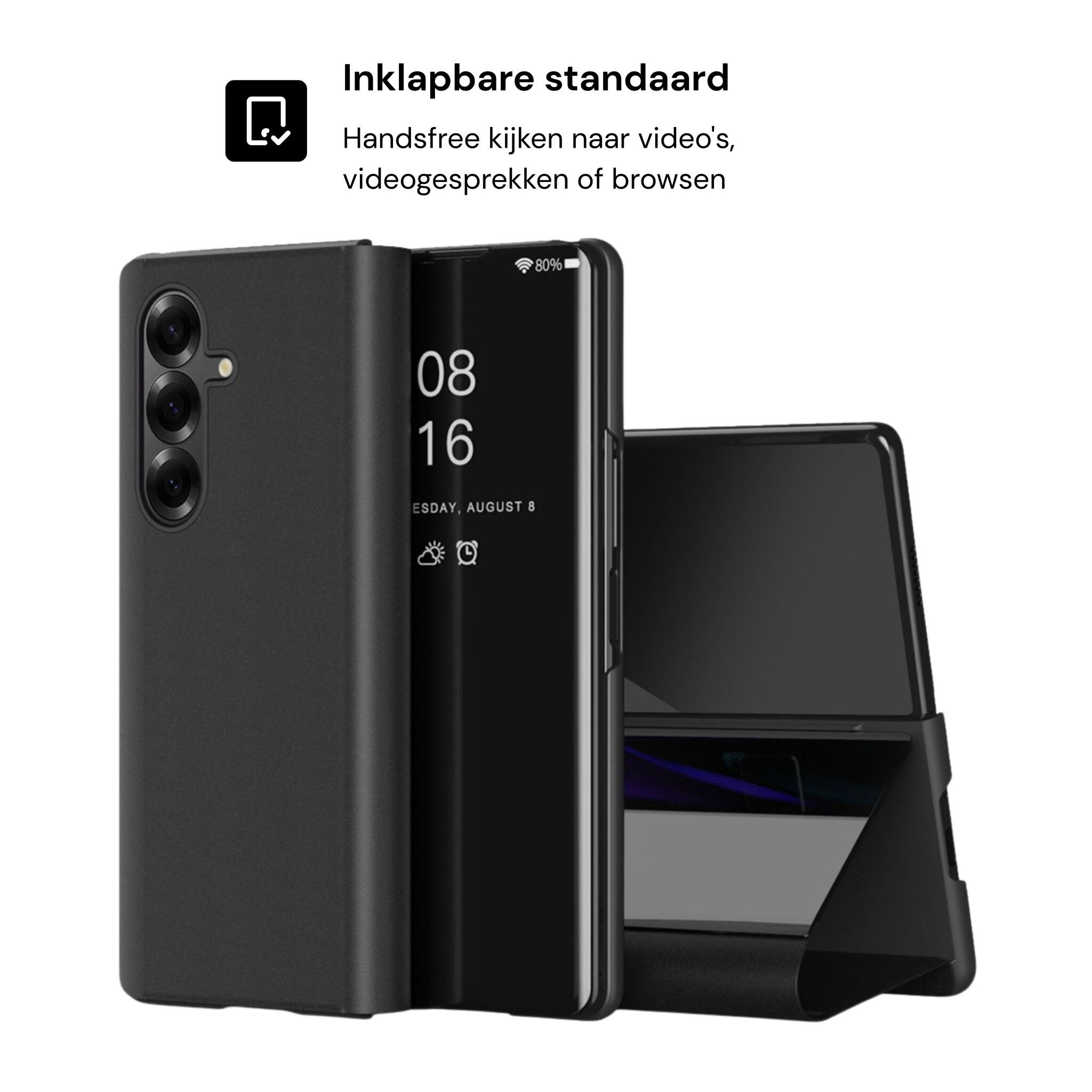 Samsung Galaxy Z Fold 8 Ultra Window view cover hoes - Zwart