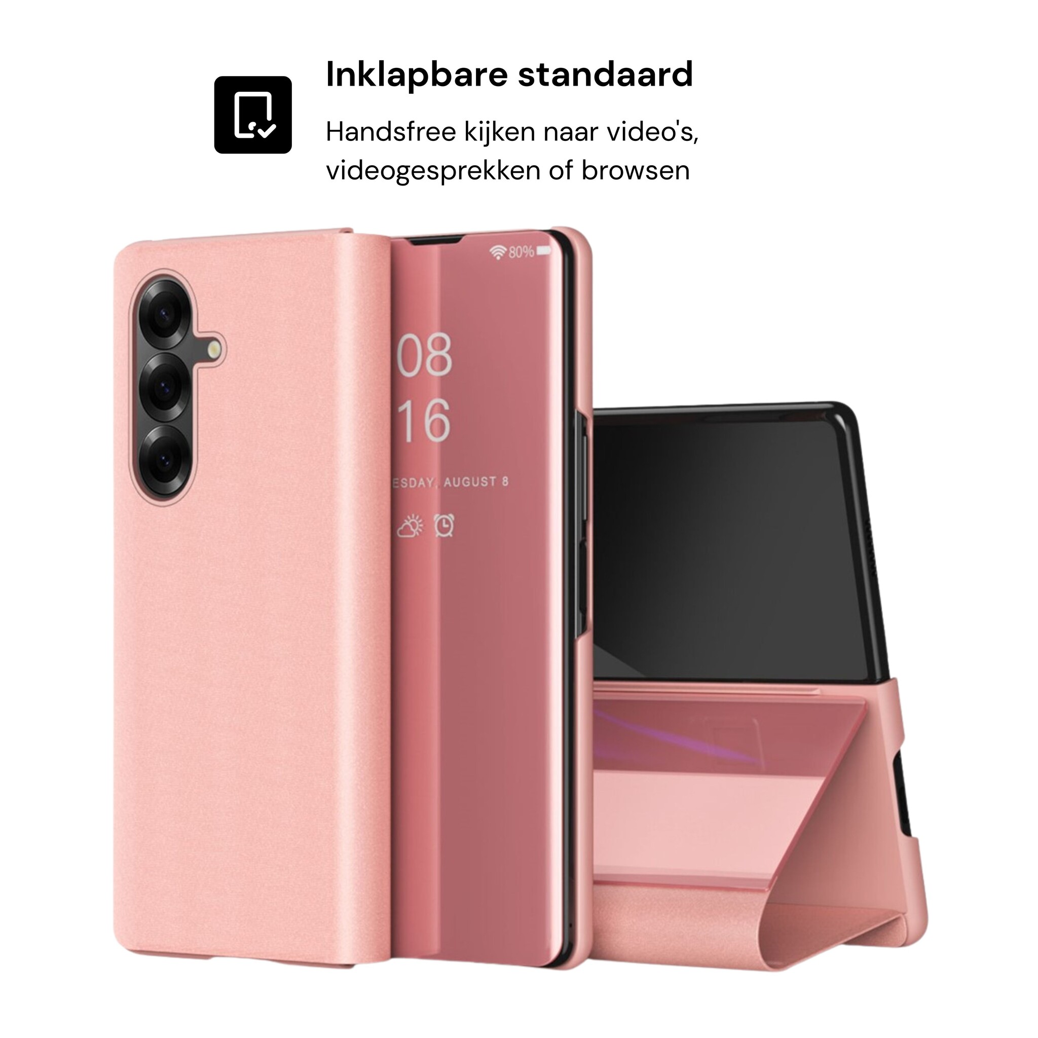 Samsung Galaxy Z Fold 8 Ultra Window view cover hoes - Rose Goud